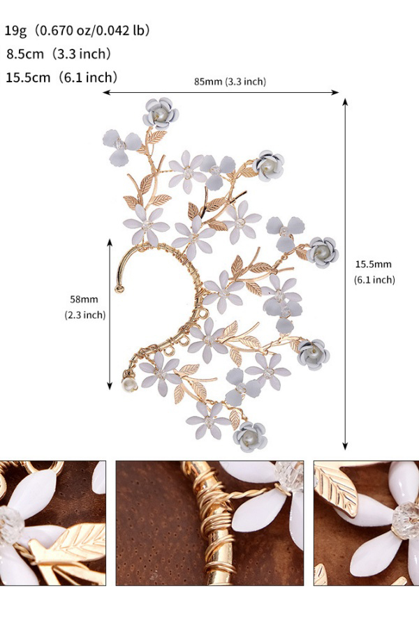 Rhinestone Silver Full Ear Cuff Earrings for Women Ear Clip Wedding Jewelry Gifts ﻿