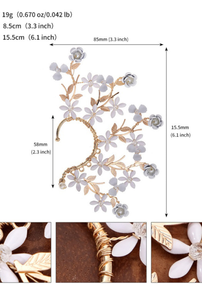 Rhinestone Silver Full Ear Cuff Earrings for Women Ear Clip Wedding Jewelry Gifts ﻿