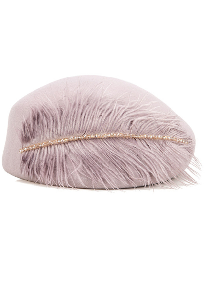 Classic Wool Beret Feather Hats for Women 