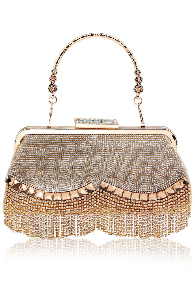 Diamond-Studded Party Tassel Fringe Bag Shiny Handbag