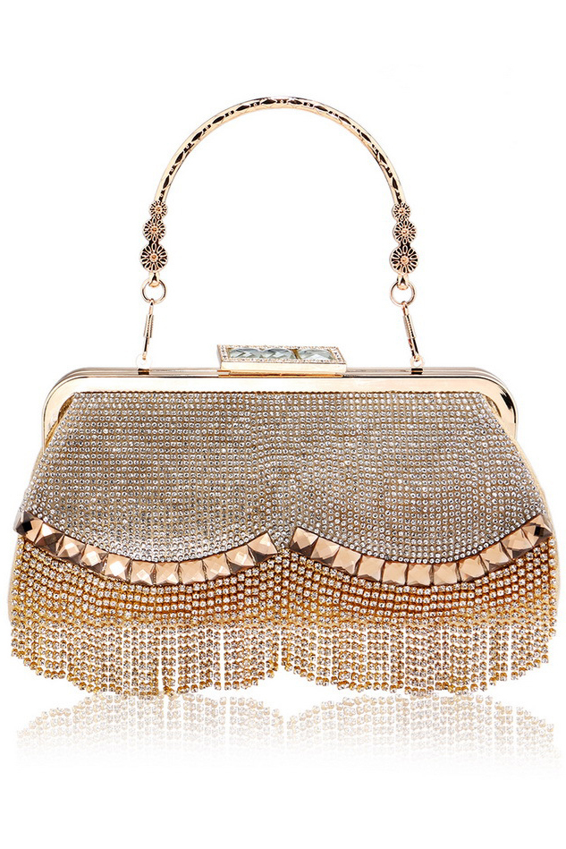 Diamond-Studded Party Tassel Fringe Bag Shiny Handbag