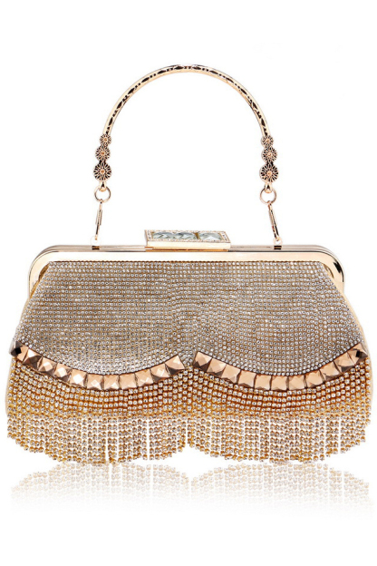 Diamond-Studded Party Tassel Fringe Bag Shiny Handbag