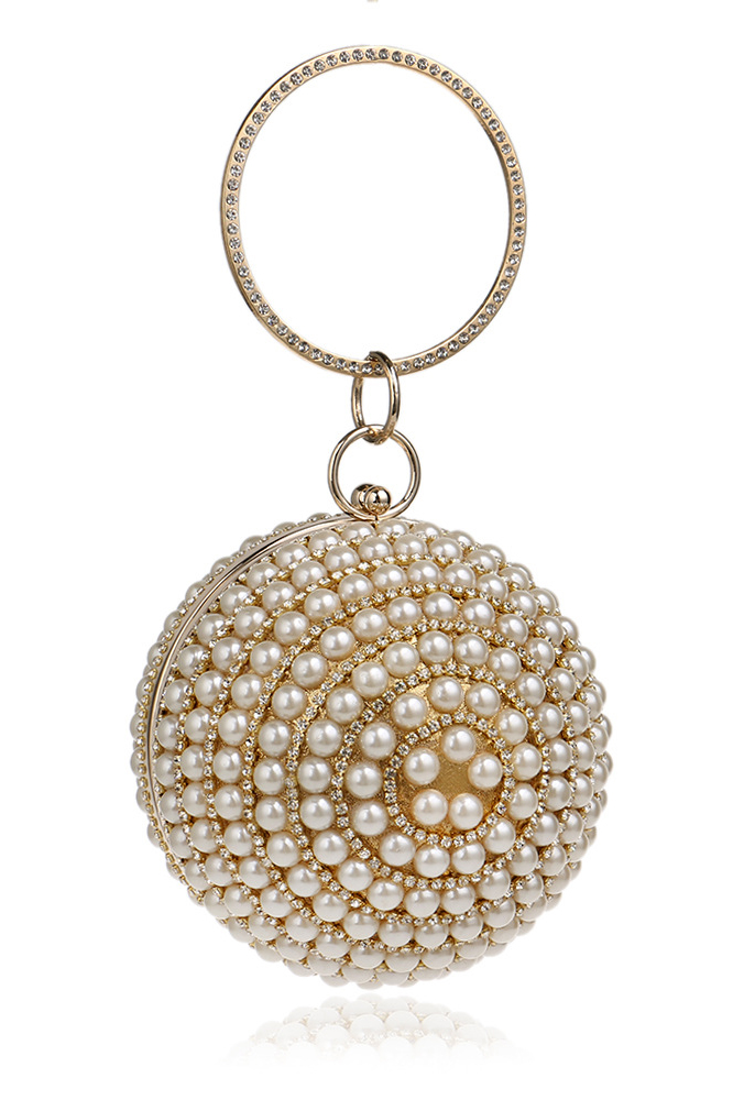 Imitation Pearl Party Ball Bag Shiny Handbag