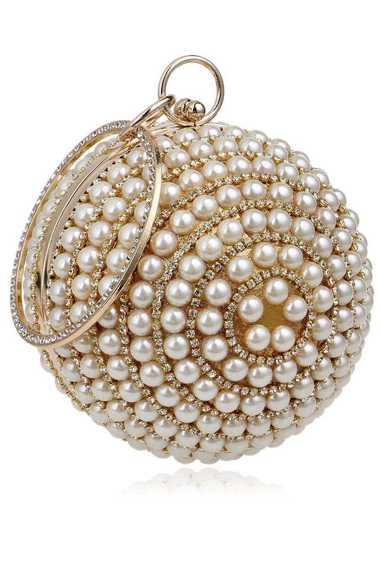 Imitation Pearl Party Ball Bag Shiny Handbag