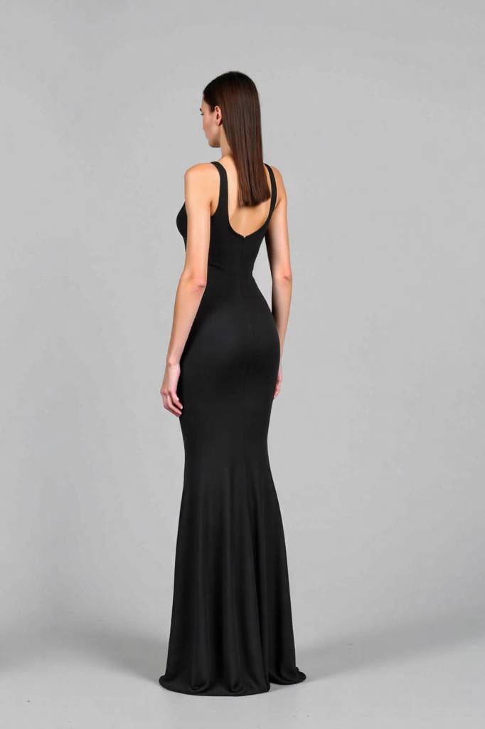 Formal Evening Dress Black Fitted Sleeveless Mermaid Floor-Length Dress