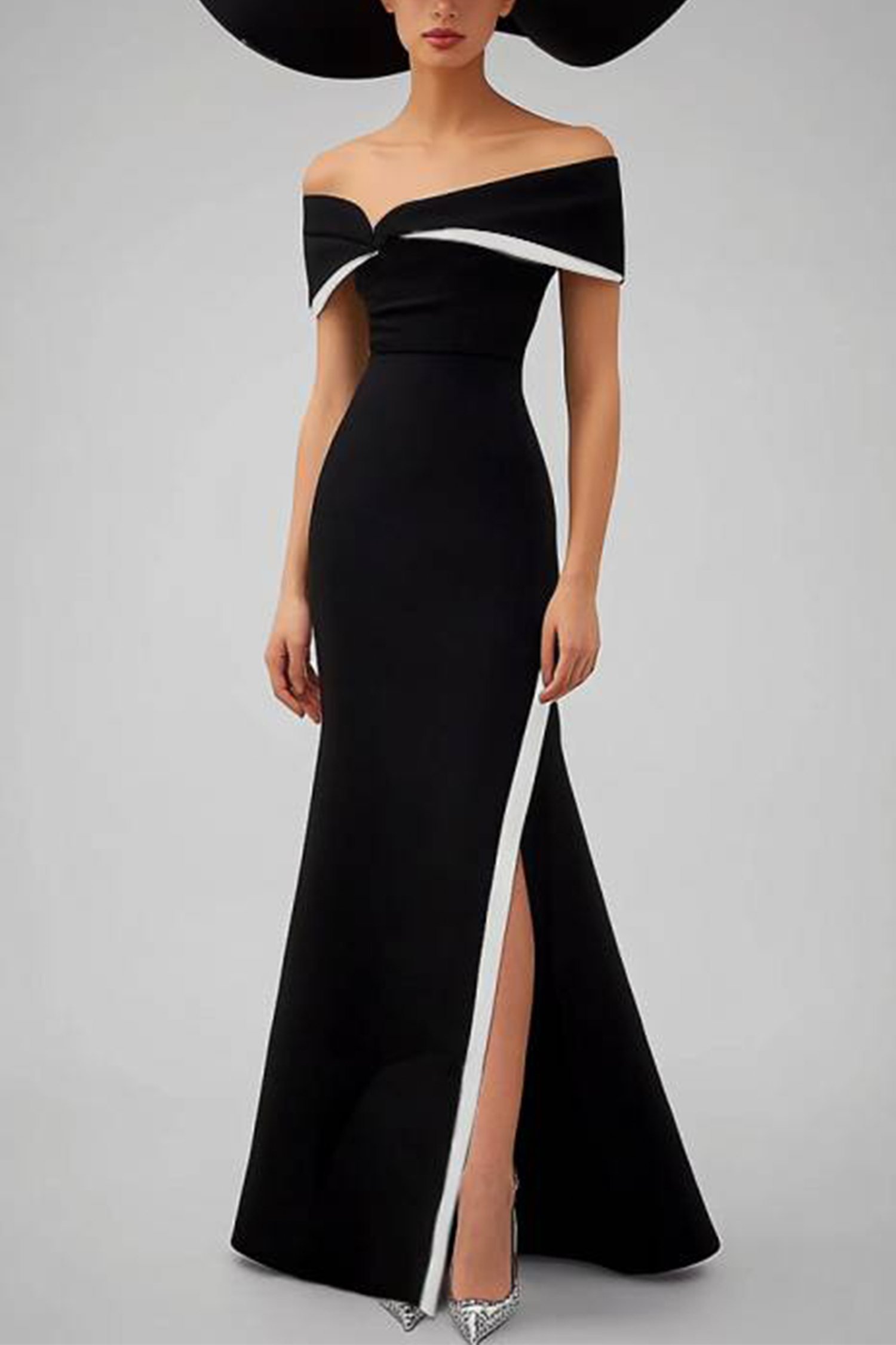 Semi-Formal Work Dress Black and White Colorblock Short Sleeve Midaxi
