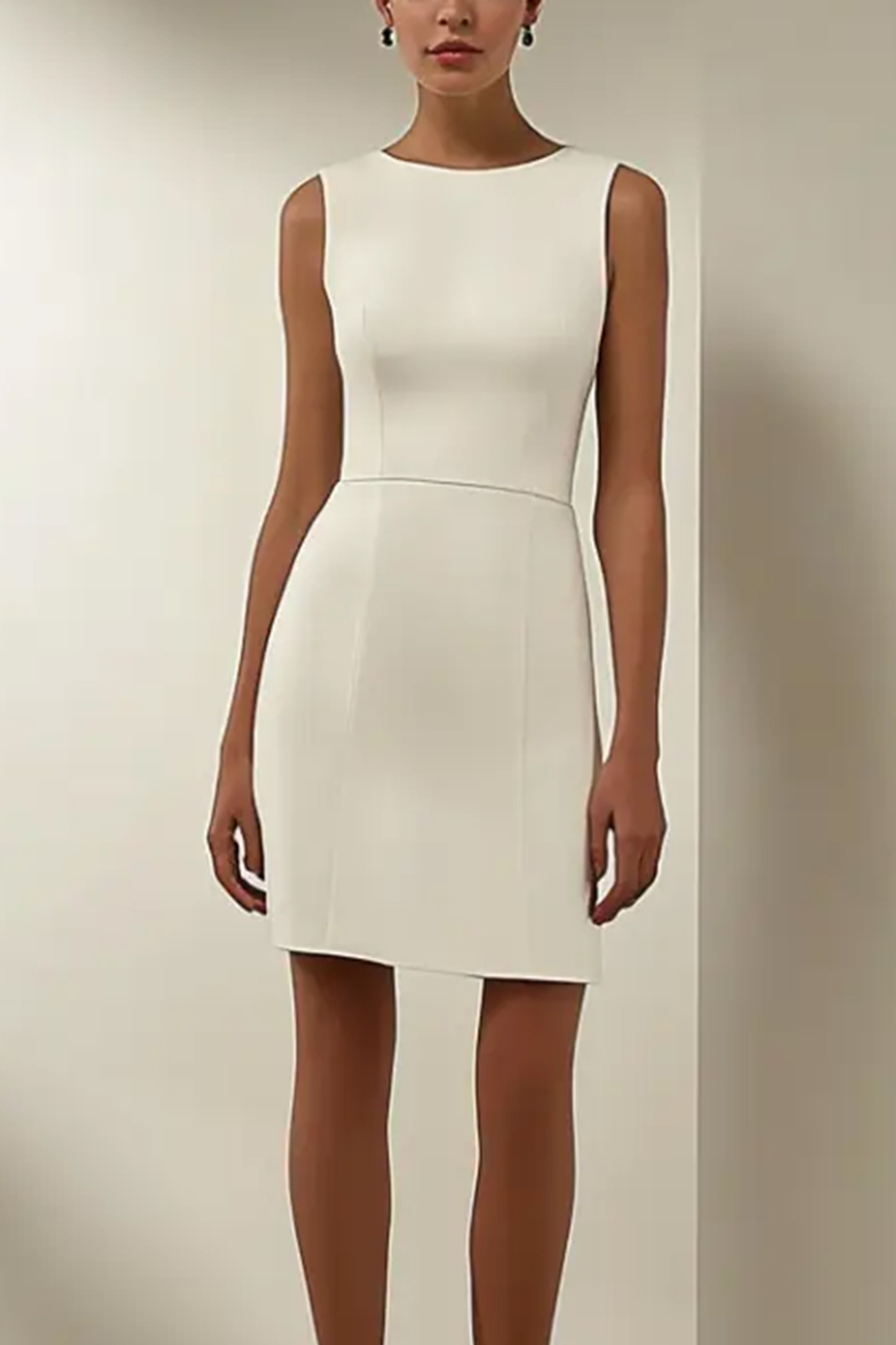 Party Work White Dress Sleeveless Asymmetrical Mini Dress