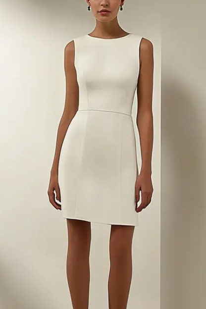 Party Work White Dress Sleeveless Asymmetrical Mini Dress