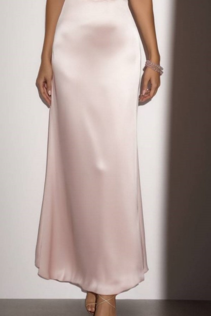 ​Formal​ ​Wedding Guest Dress Satin Pink Halter Neck  Maxi Dress
