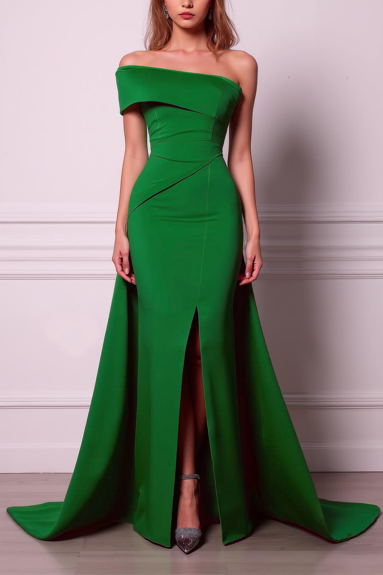 Party Prom Red Dress One Shoulder High Slit Maxi Dress