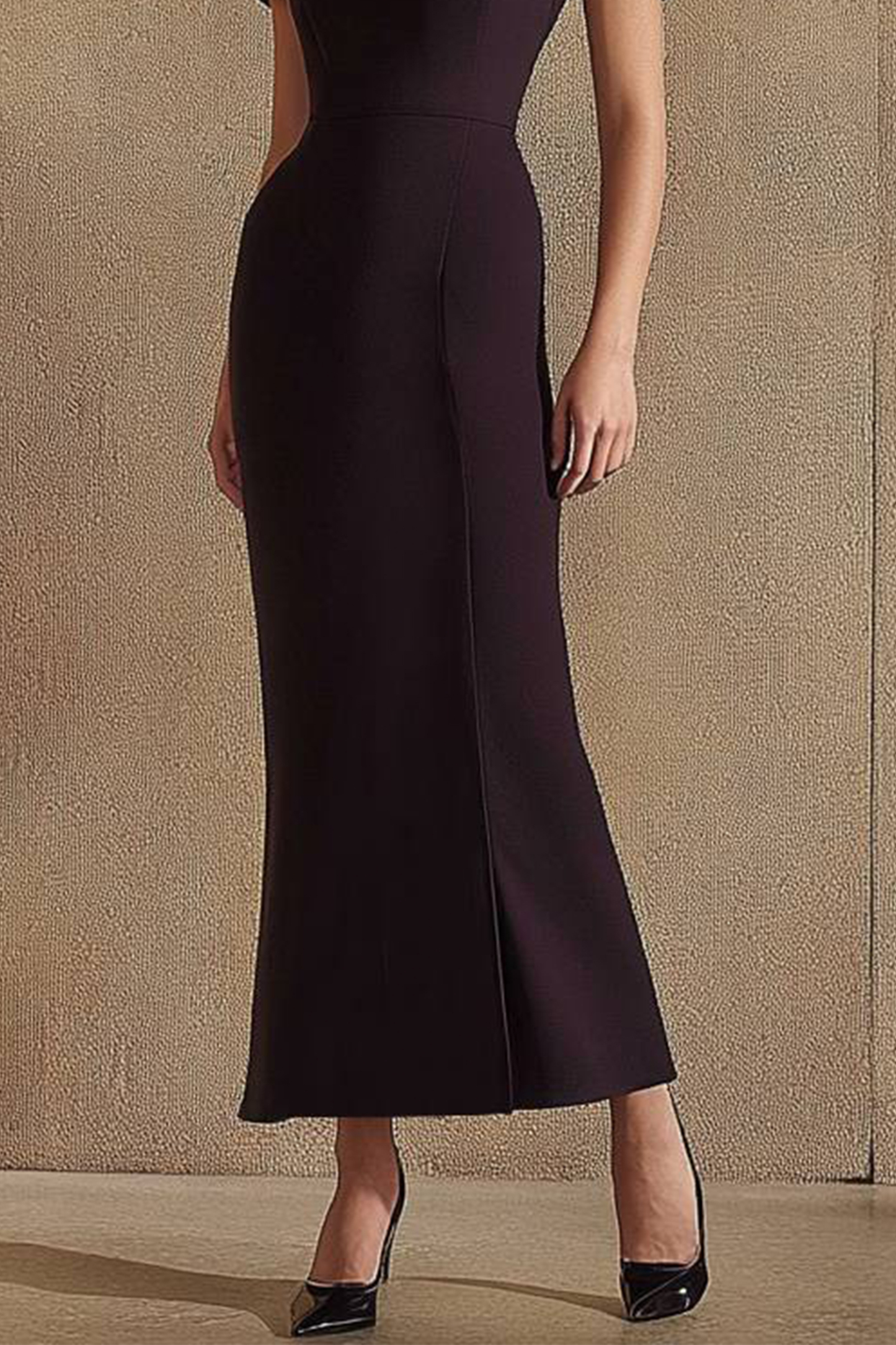 Party Formal Brown Dress V-Neck Short Sleeve Maxi Dress