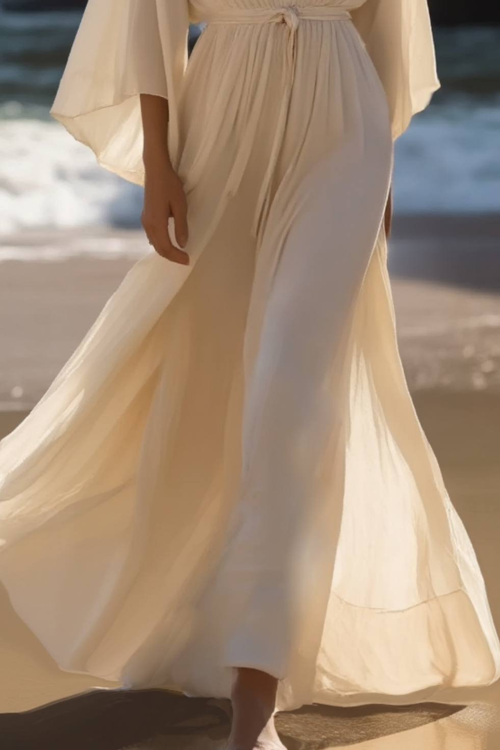 Bohemian Vacation Dress White V Neck Floor-Length Dress
