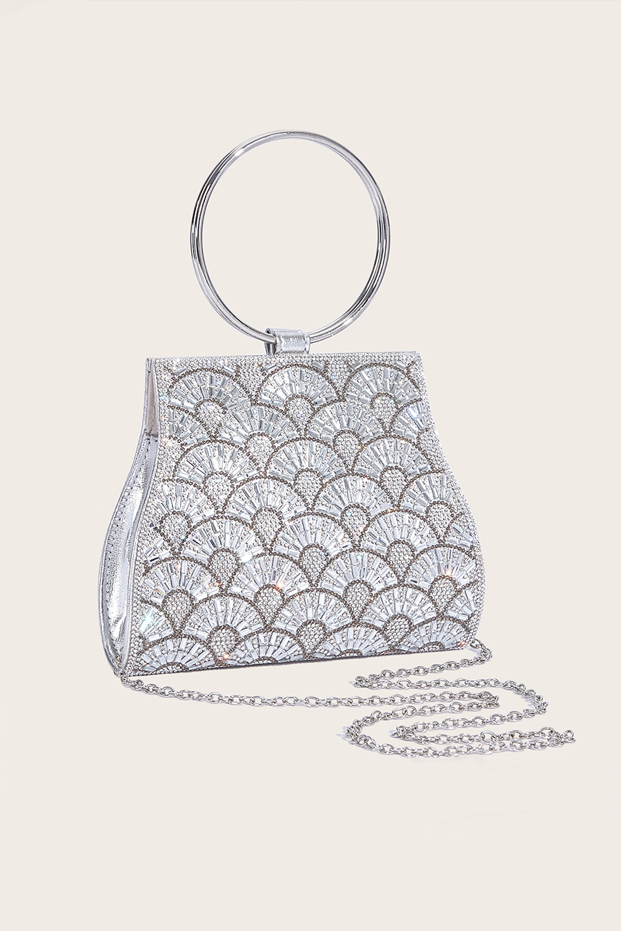 Silver Gold Beaded Clutch Bag