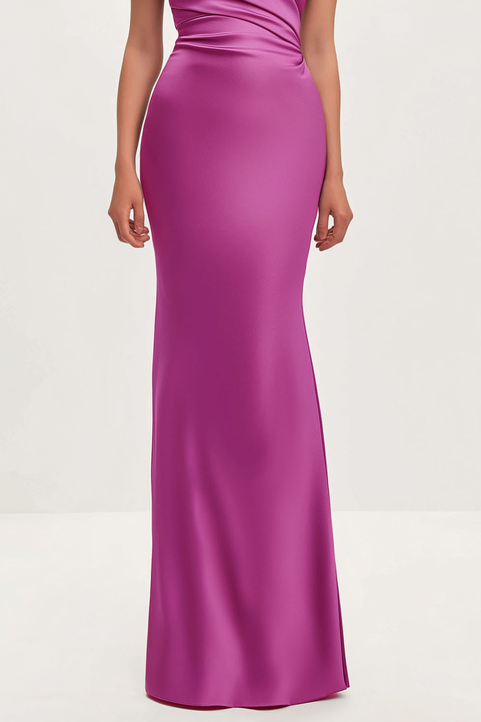 Formal Evening Satin Dress Purple One Shoulder 3D Floral Floor-Length Dress