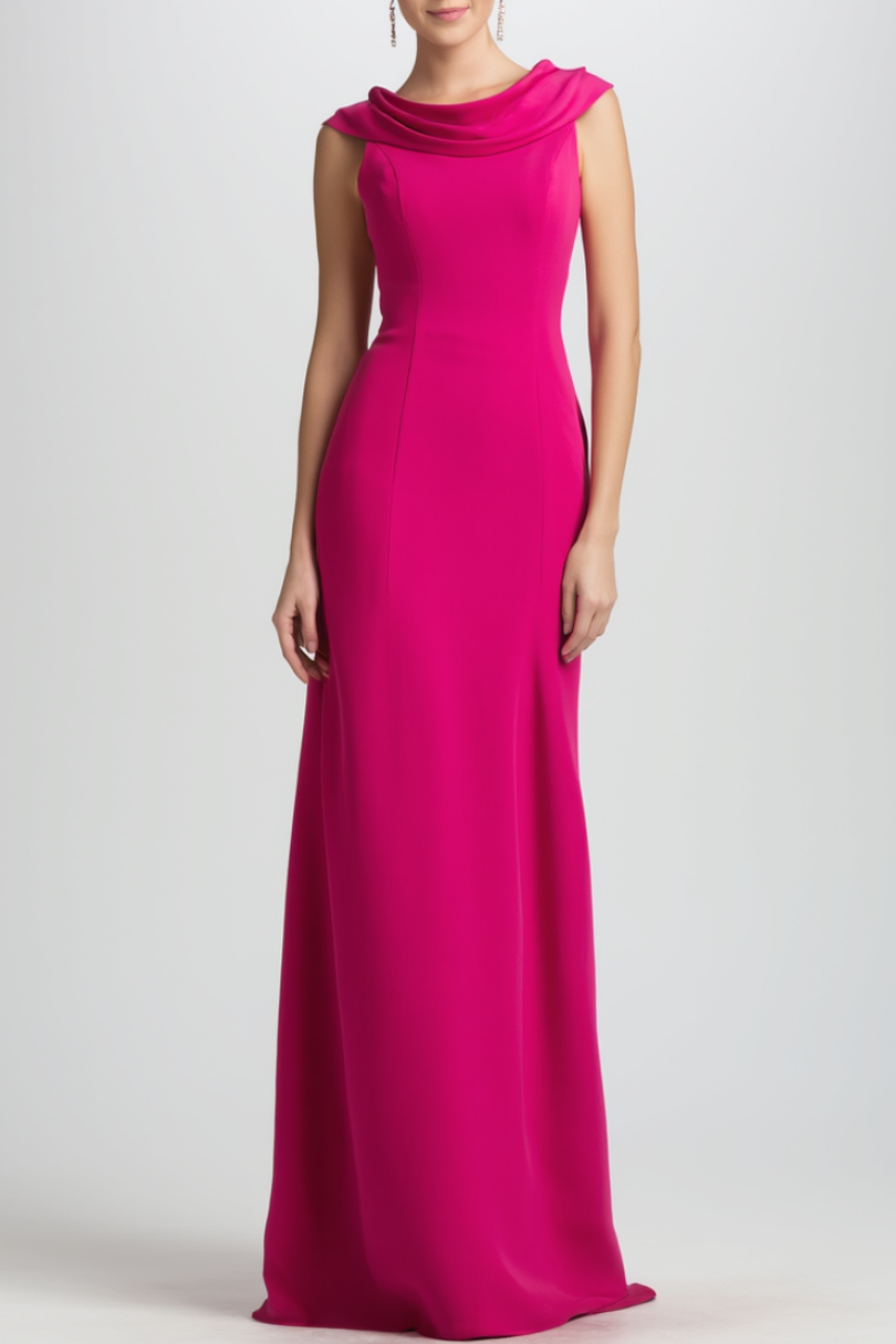 Formal Dress Rose Cowl Neck Floor-Length Dress