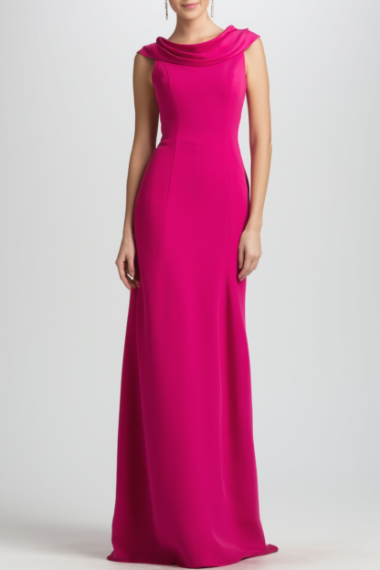 Formal Dress Rose Cowl Neck Floor-Length Dress