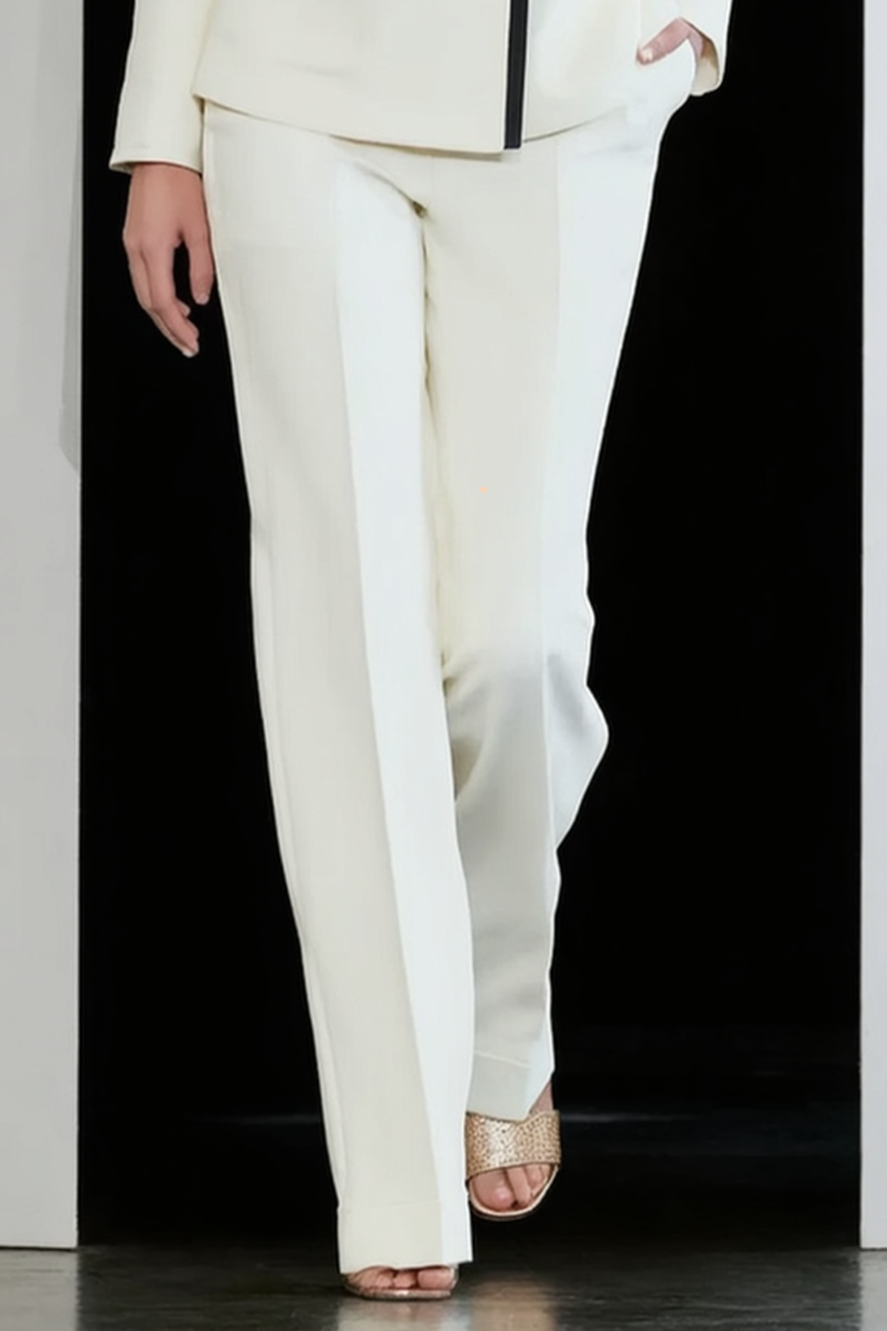 Work Blazer Suit White Lapel Long Sleeve Pants Set 