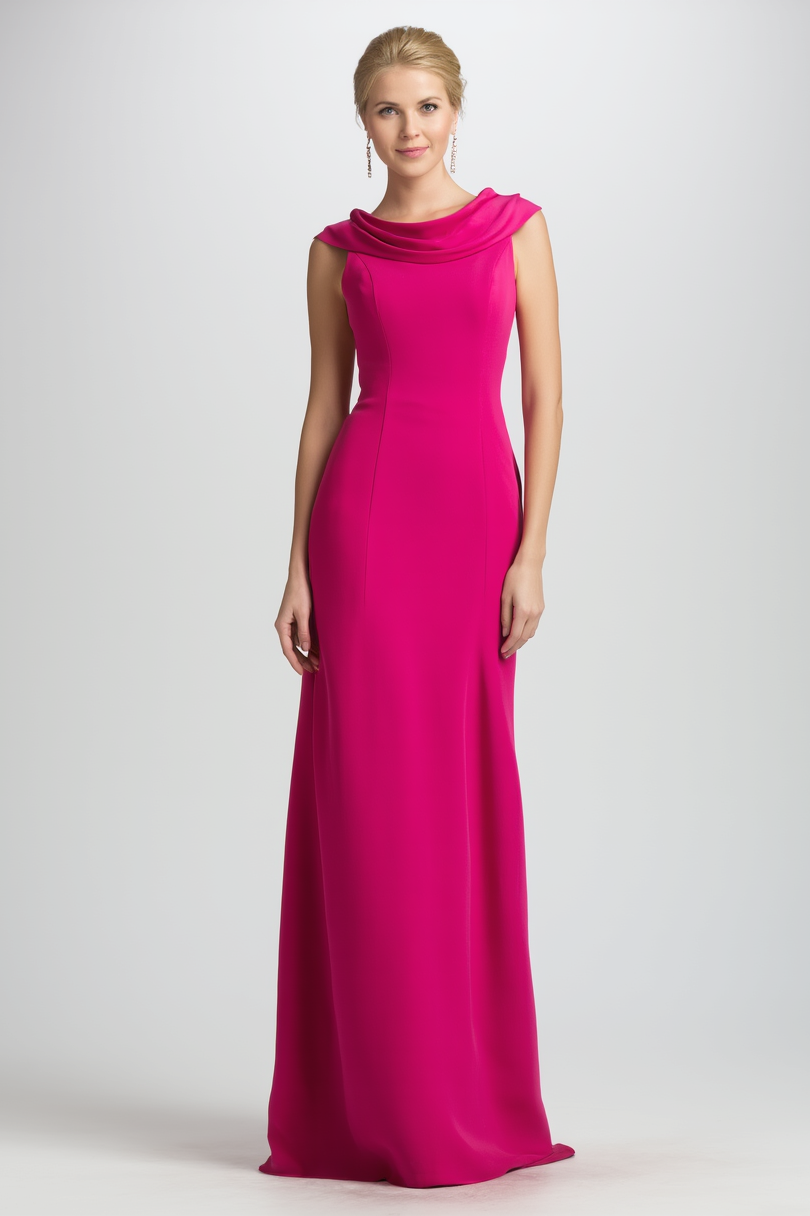 Formal Dress Rose Cowl Neck Floor-Length Dress
