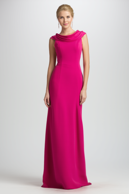 Formal Dress Rose Cowl Neck Floor-Length Dress