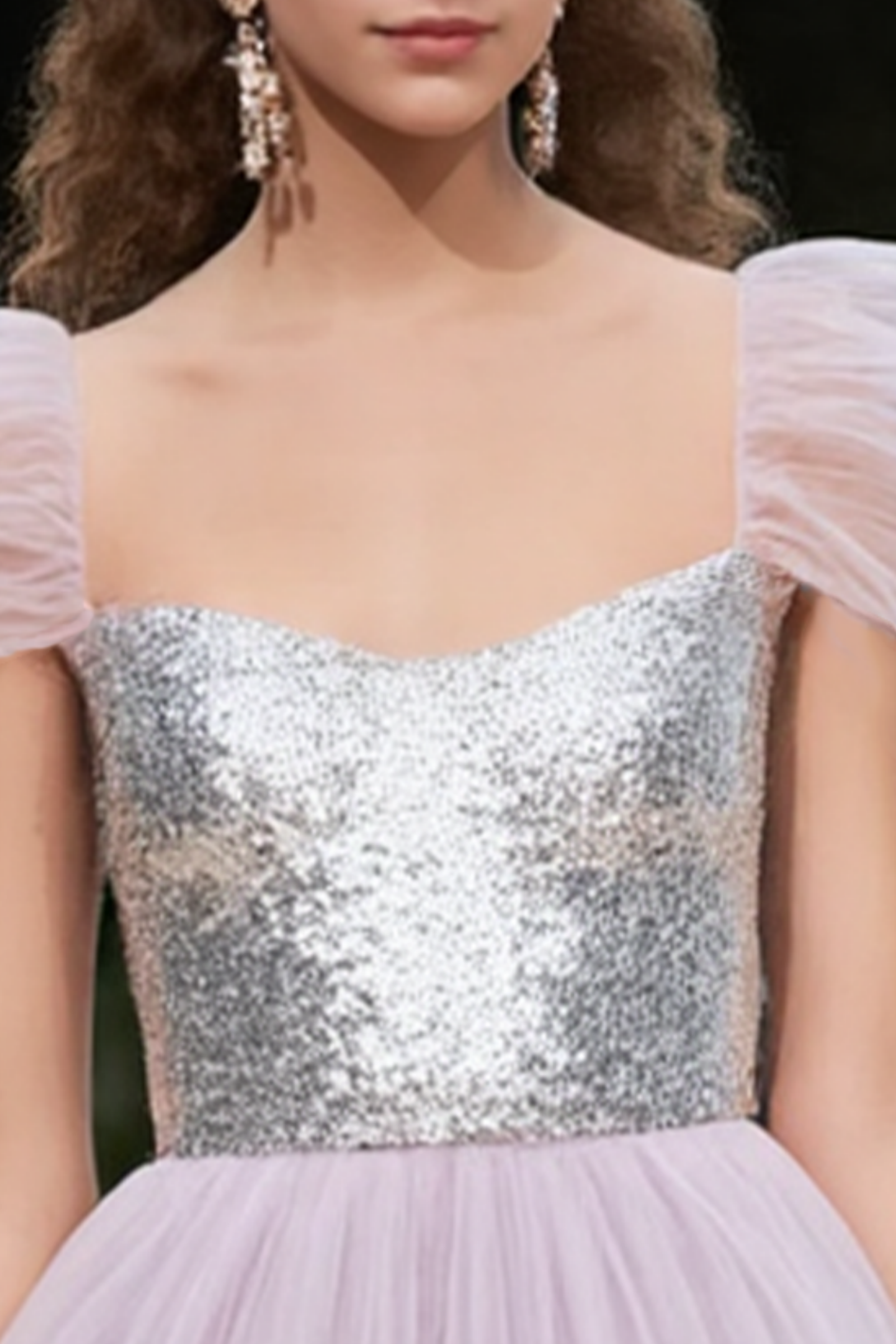 ​Homecoming​ Party Dress​​ Purple Square Neck Sequin Mini Dress