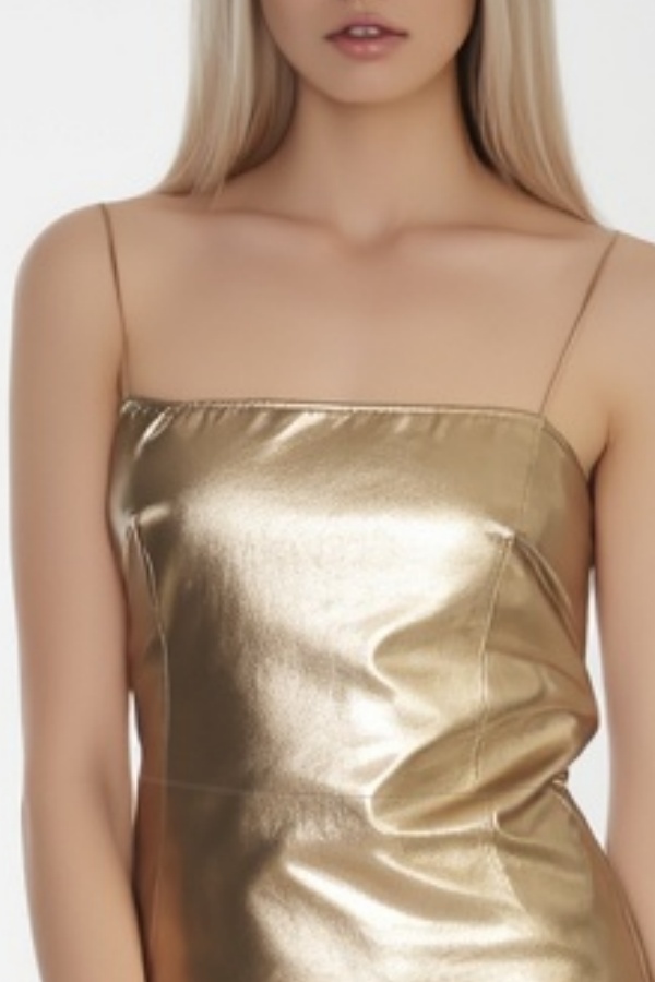 Homecoming Party Dress Golden Spaghetti Strap Mini Dress