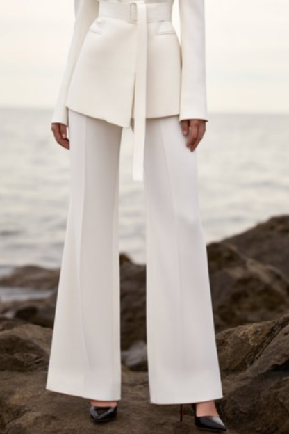 ​Business Formal Blazer Pant Suit ​​White V Neck Long Sleeve Straight Pants