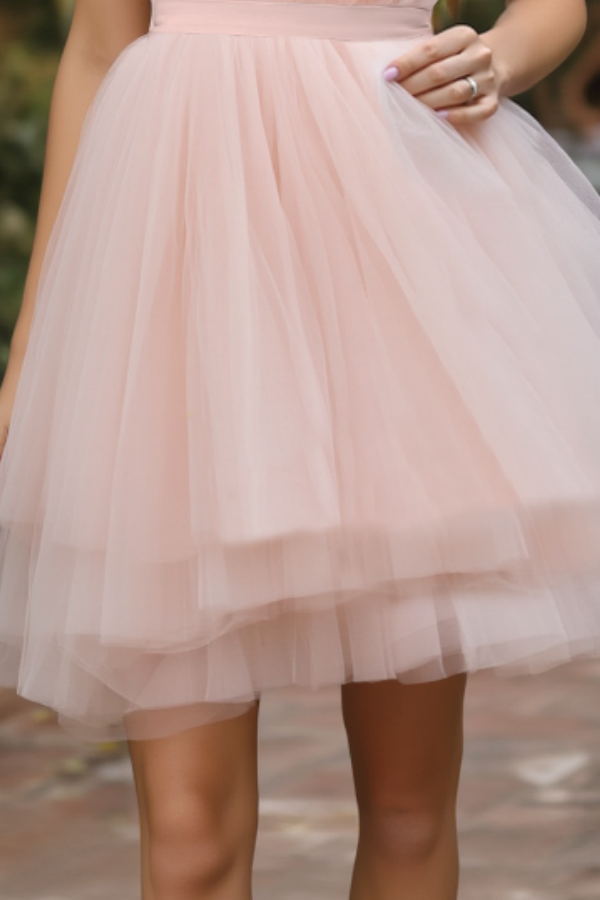 Homecoming Party Dress Pink Halter Neck Mini Dress