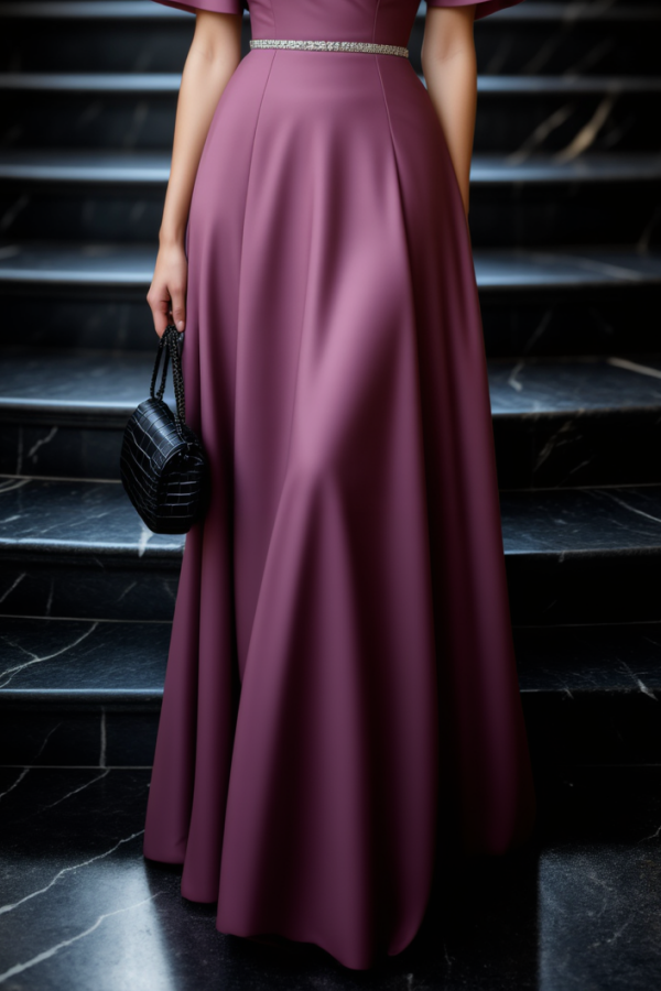 Evening Dress Purple V Neck Belted Maxi Dress