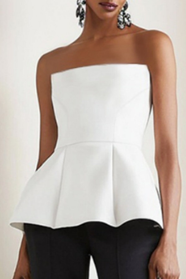 Work Outfit Sets Black White Strapless Pants Set