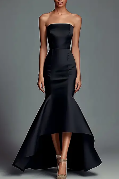 Cocktail Party Dress Black Strapless Mermaid Floor-Length Dress
