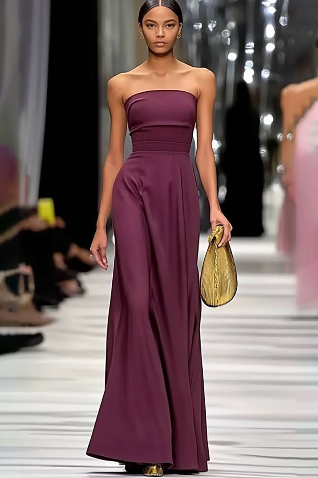 Semi-formal Party Dress Purple Strapless Maxi Dress