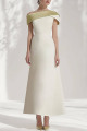 Formelles Abendkleid Weiß Schulterfrei A-Linie Maxikleid