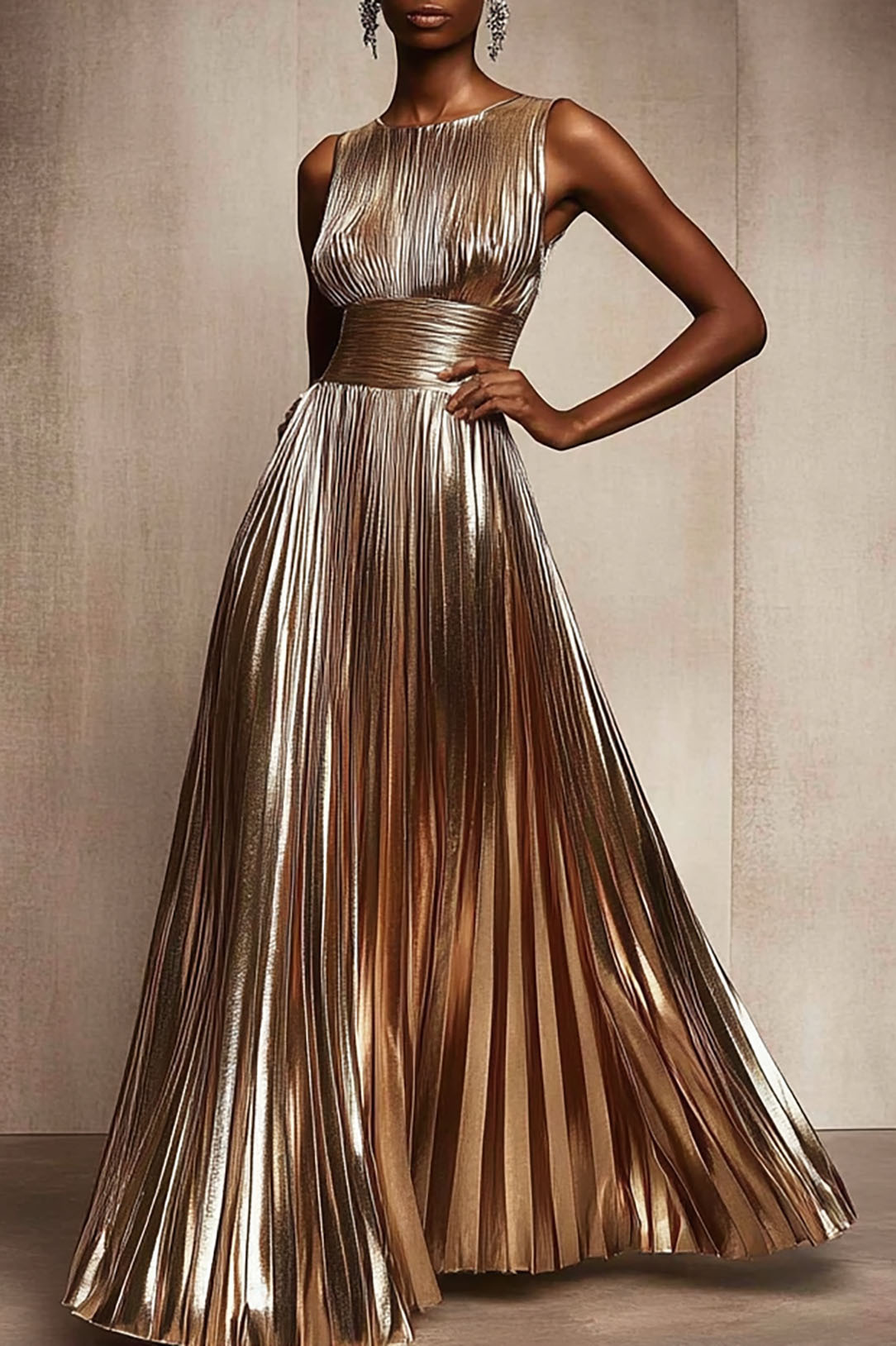 Formal Work Party Boat Neck Royal Blue Sleeveless Belted Slit Midi Dre