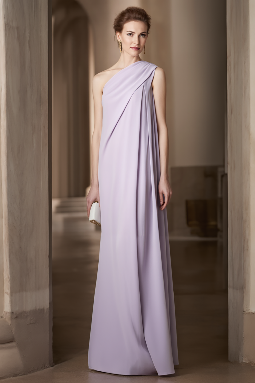 Formal Evening Gown Lilac One Shoulder Loose Fit Floor-Length Dress
