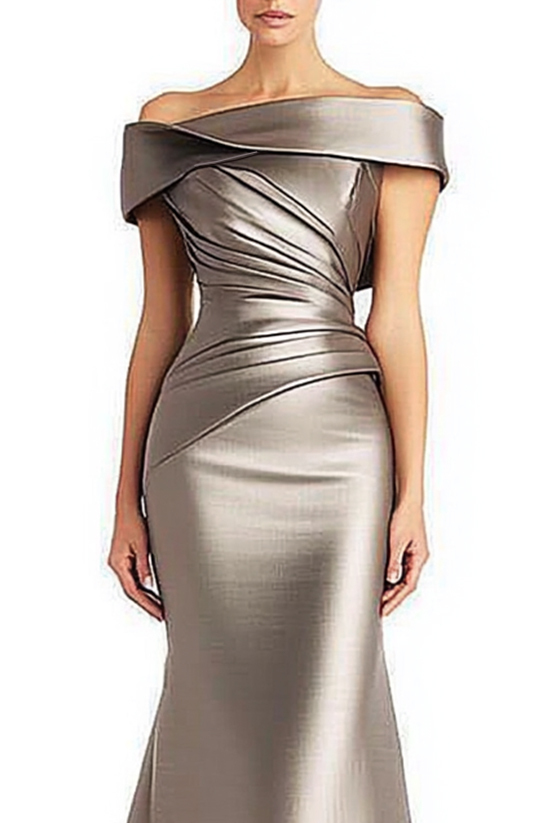 Evening Formal Dress Pleated Off-shoulder Elegant Maxi dress
