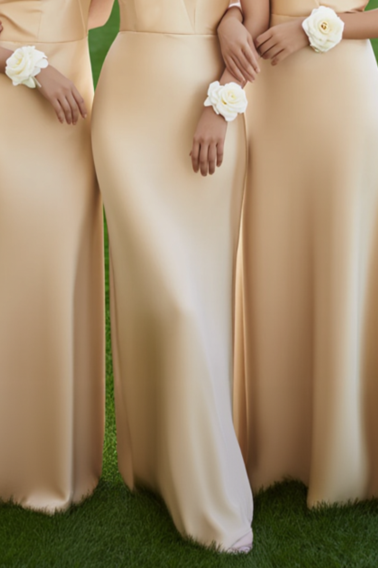 Formal ​Wedding Bridesmaid Dress Golden V Neck Maxi Dress