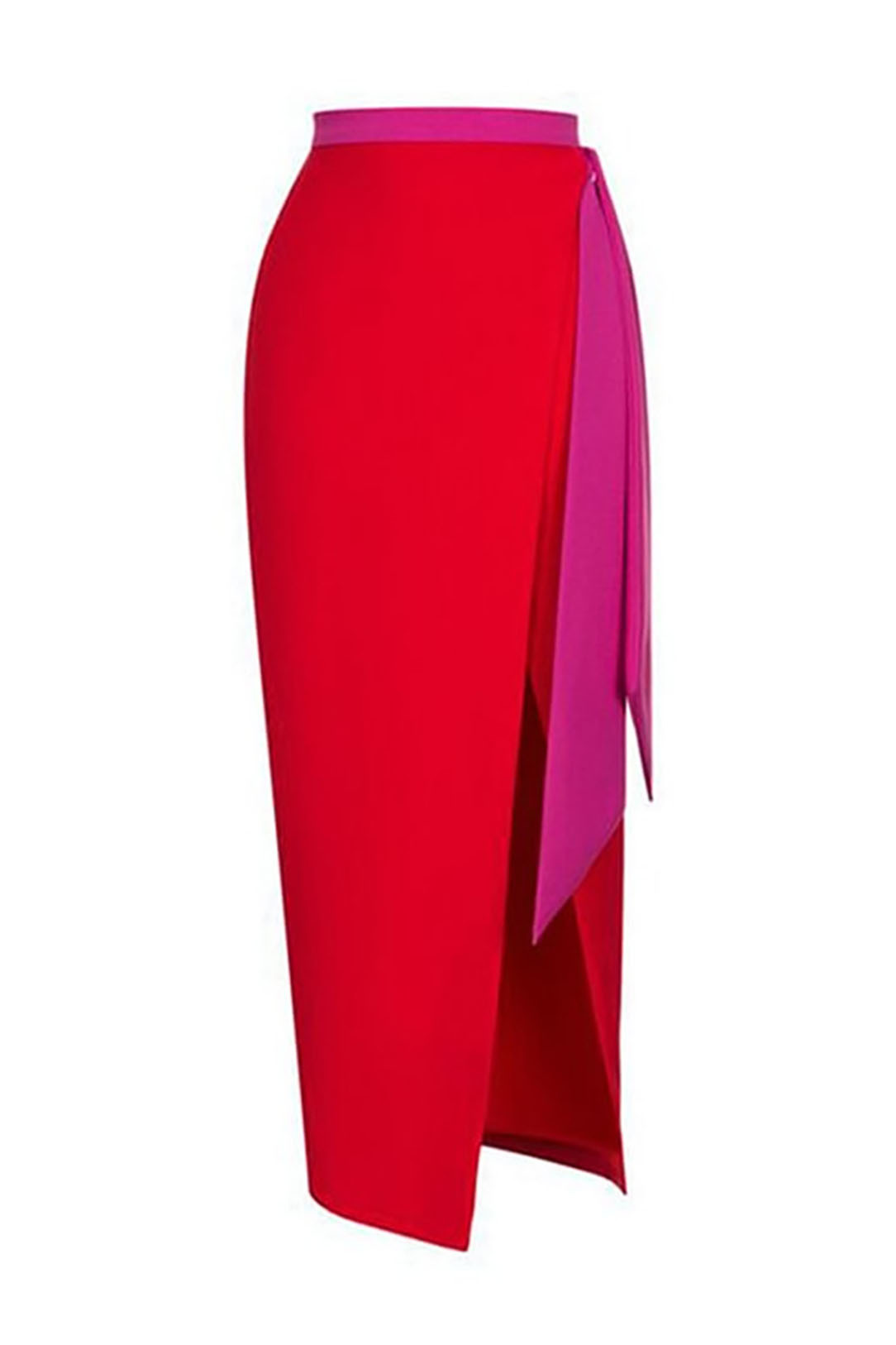 Rose Red Color Matching Bow Tie One-Piece Swimsuit and Cover-Up