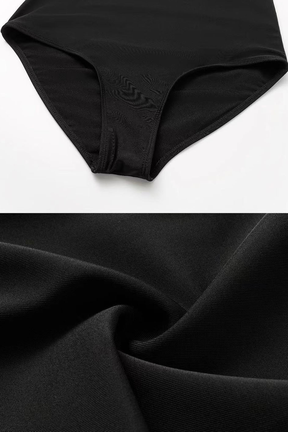 Black and White Simple Hollow One-Piece Swimsuit and Cover-Up