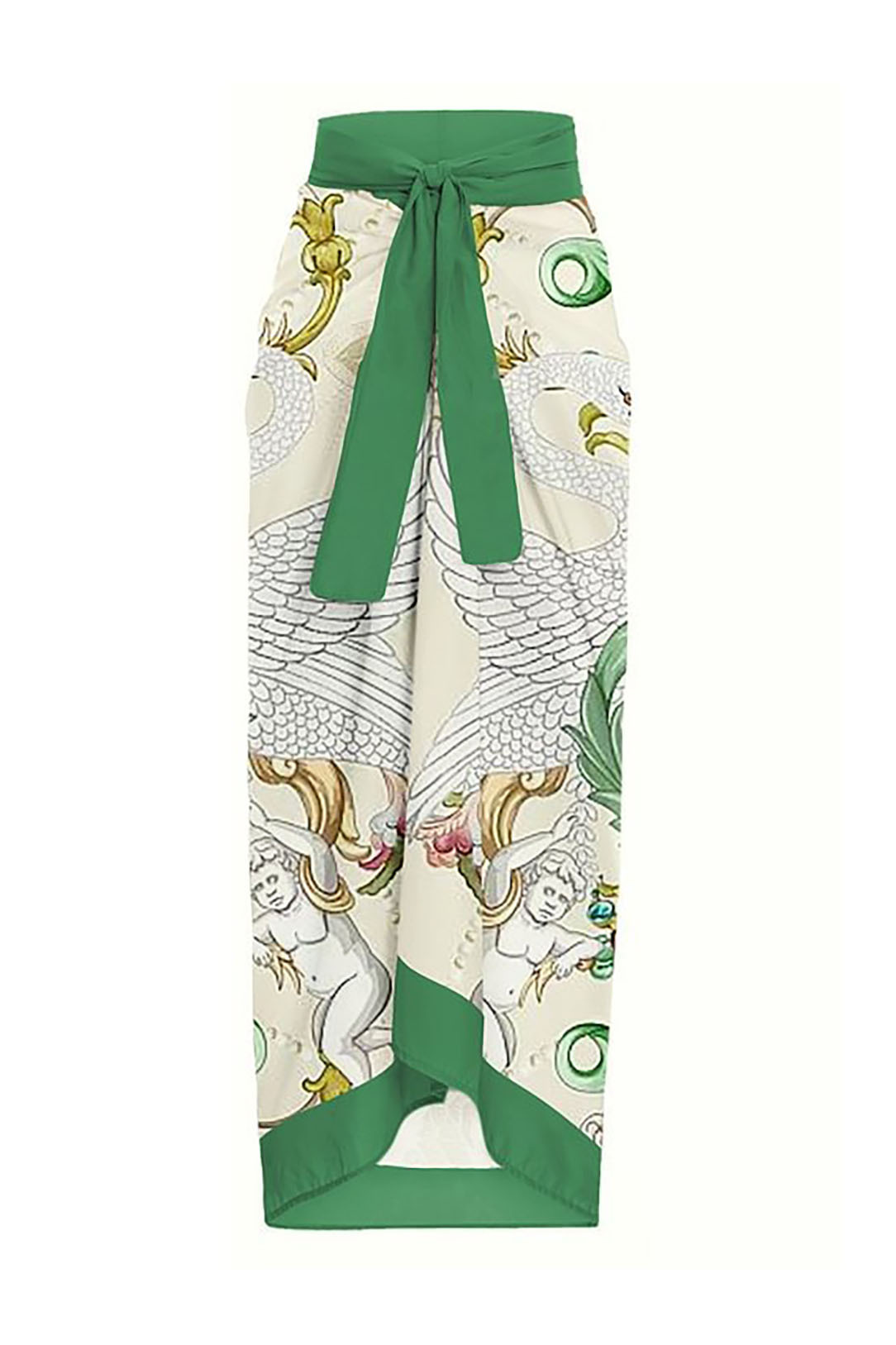 3D Flower Green Backless One-Piece Swimsuit and Cover-Up