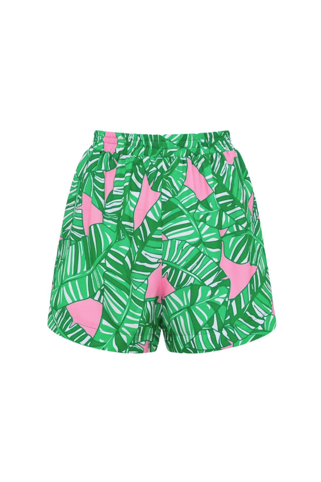 Long-Sleeved Zipper Green Printed One-Piece Swimsuit and Shorts