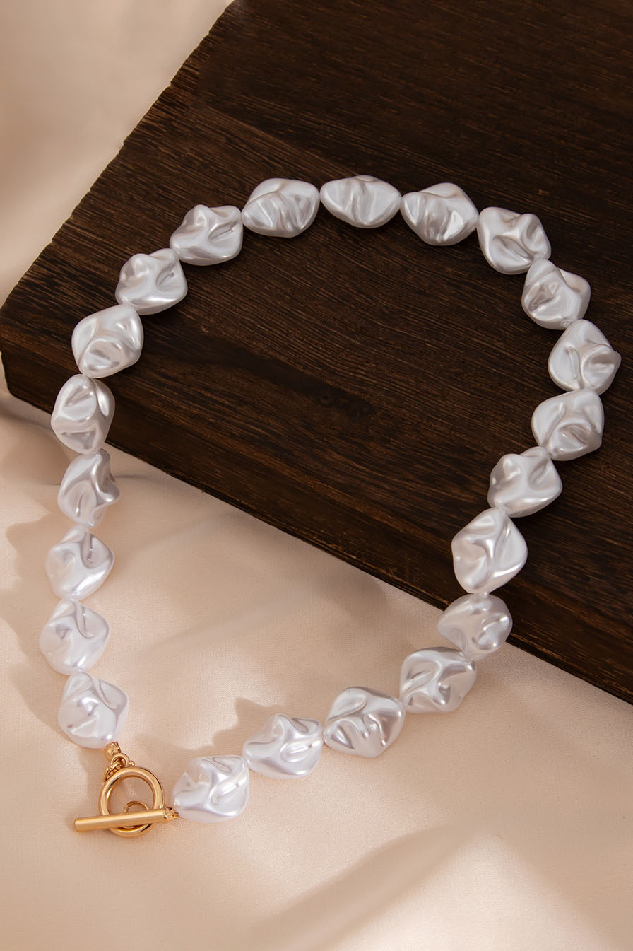 Baroque Pearl Necklace Irregular Metallic Clavicle Chain