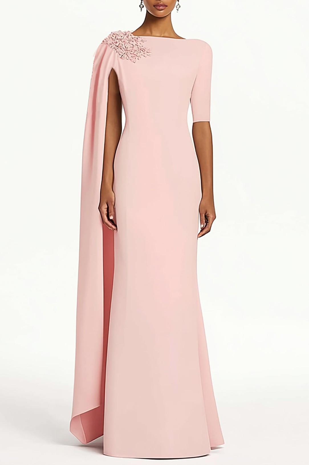 Blue Formal Work Dress Party Boat Neck Royal Sleeveless Belted Slit Mi