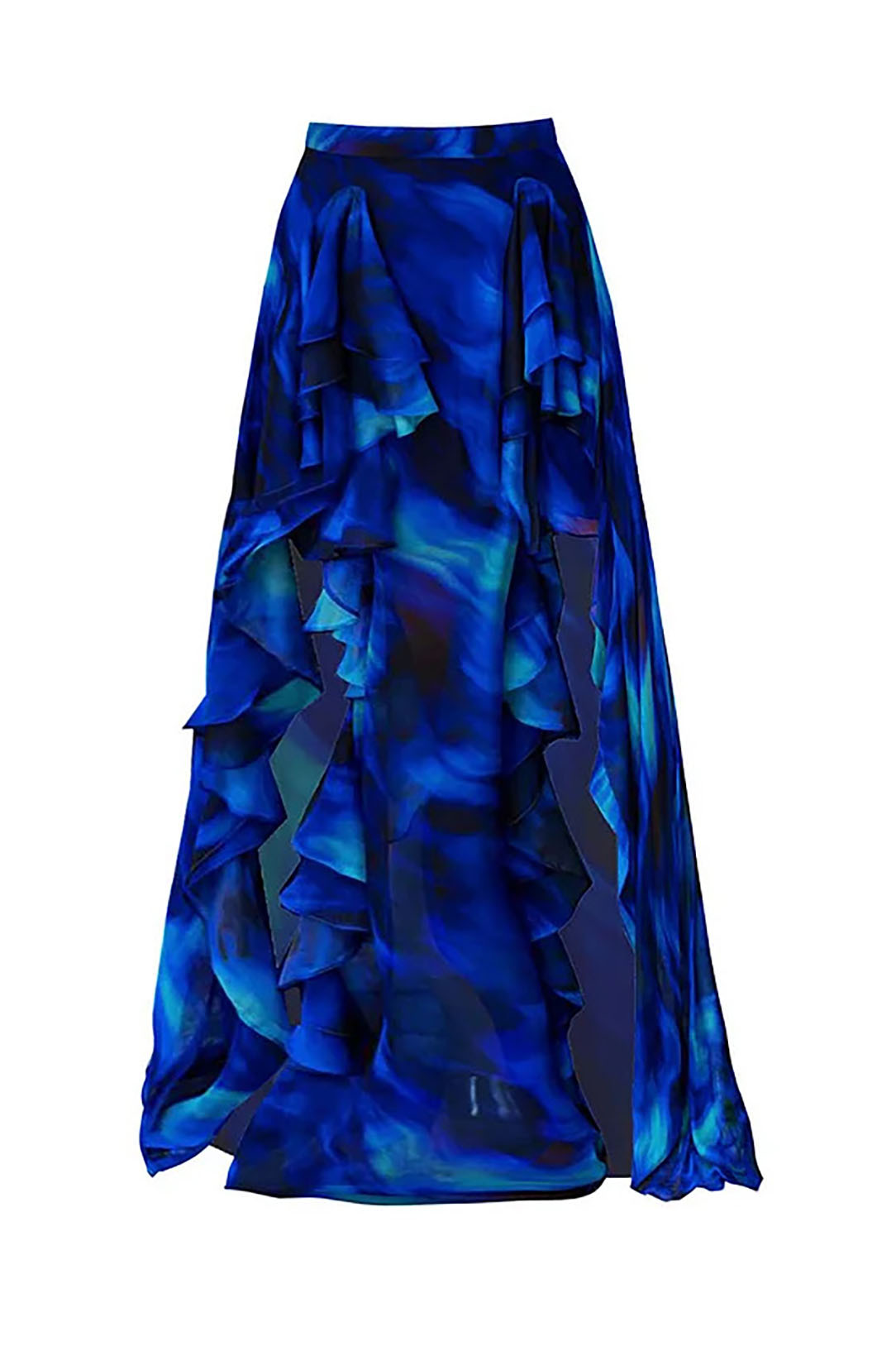 Teal and Green Gradient Ruffled Halter One-Piece Swimsuit and Cover-Up