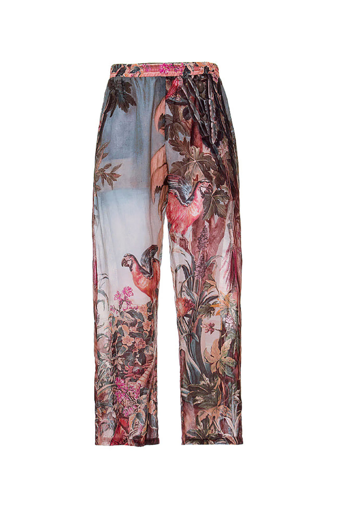 Tie-Up Hollow Vintage Print One-Piece Swimsuit and Trousers