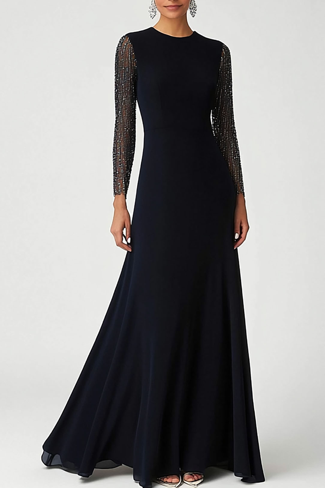 Formal Work Party Boat Neck Royal Blue Sleeveless Belted Slit Midi Dre