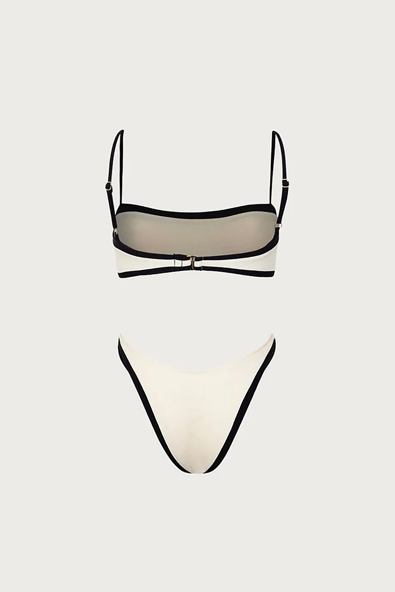 Black and White Colorblocked Lines Bikini Swimsuit