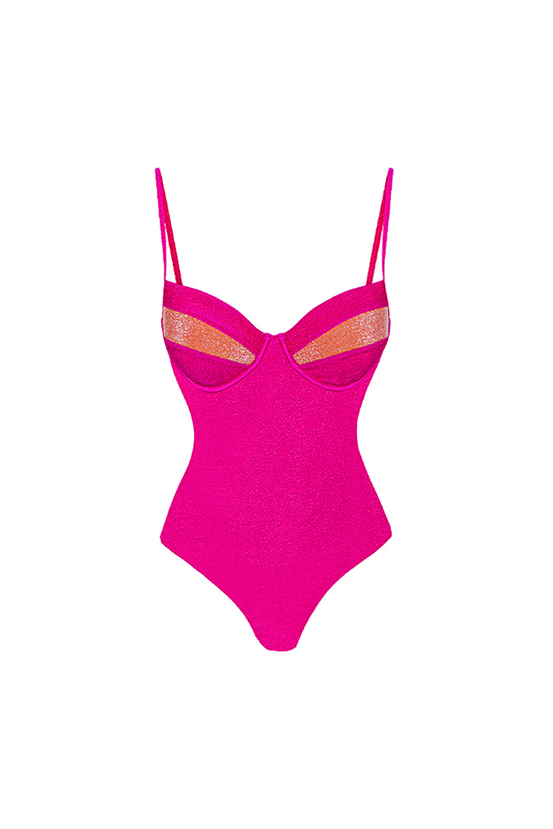 Gold and Pink Contrast Glitter One-Piece Swimsuit and Cover-Up