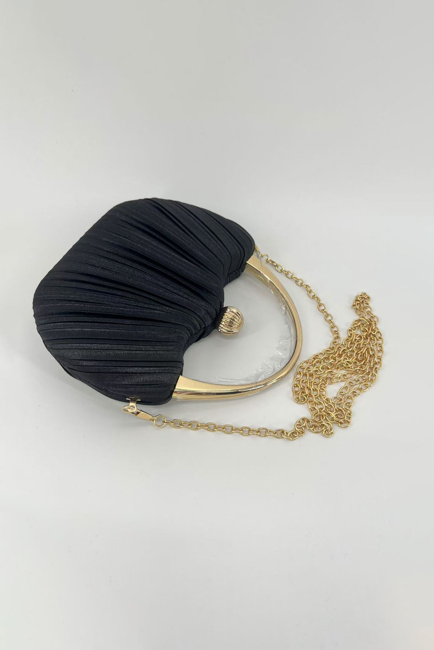Evening Retro Pleated Bag Solid Color Chain Magnetic Clasp Clutch