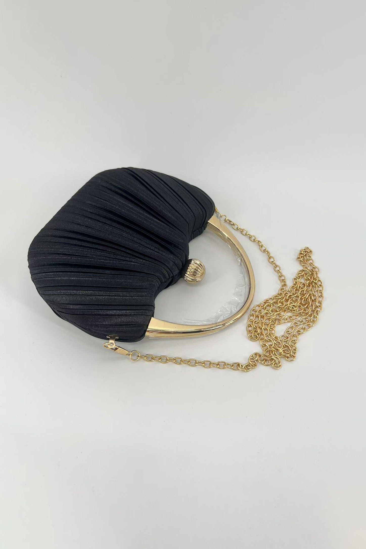 Evening Retro Pleated Bag Solid Color Chain Magnetic Clasp Clutch