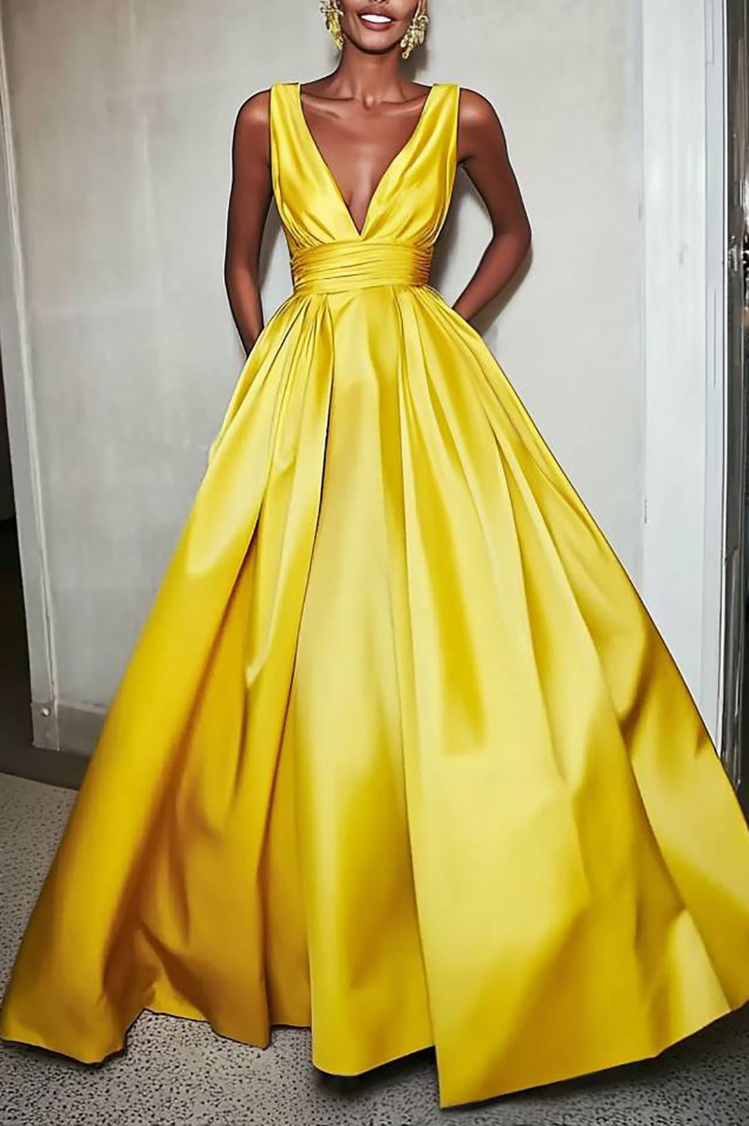 Formal Work Party Boat Neck Royal Blue Sleeveless Belted Slit Midi Dre